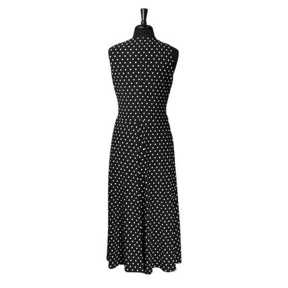 Ralph Lauren Black Label Women's Maxi Dress Black Polka Dot Stretch V-Neck 6 - Picture 2 of 8